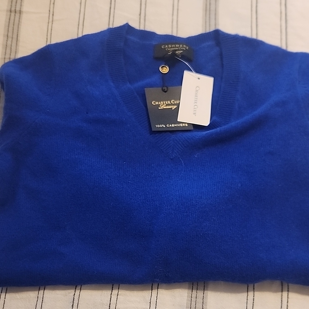 Charter Club Womens  Blue Cashmere Sweater